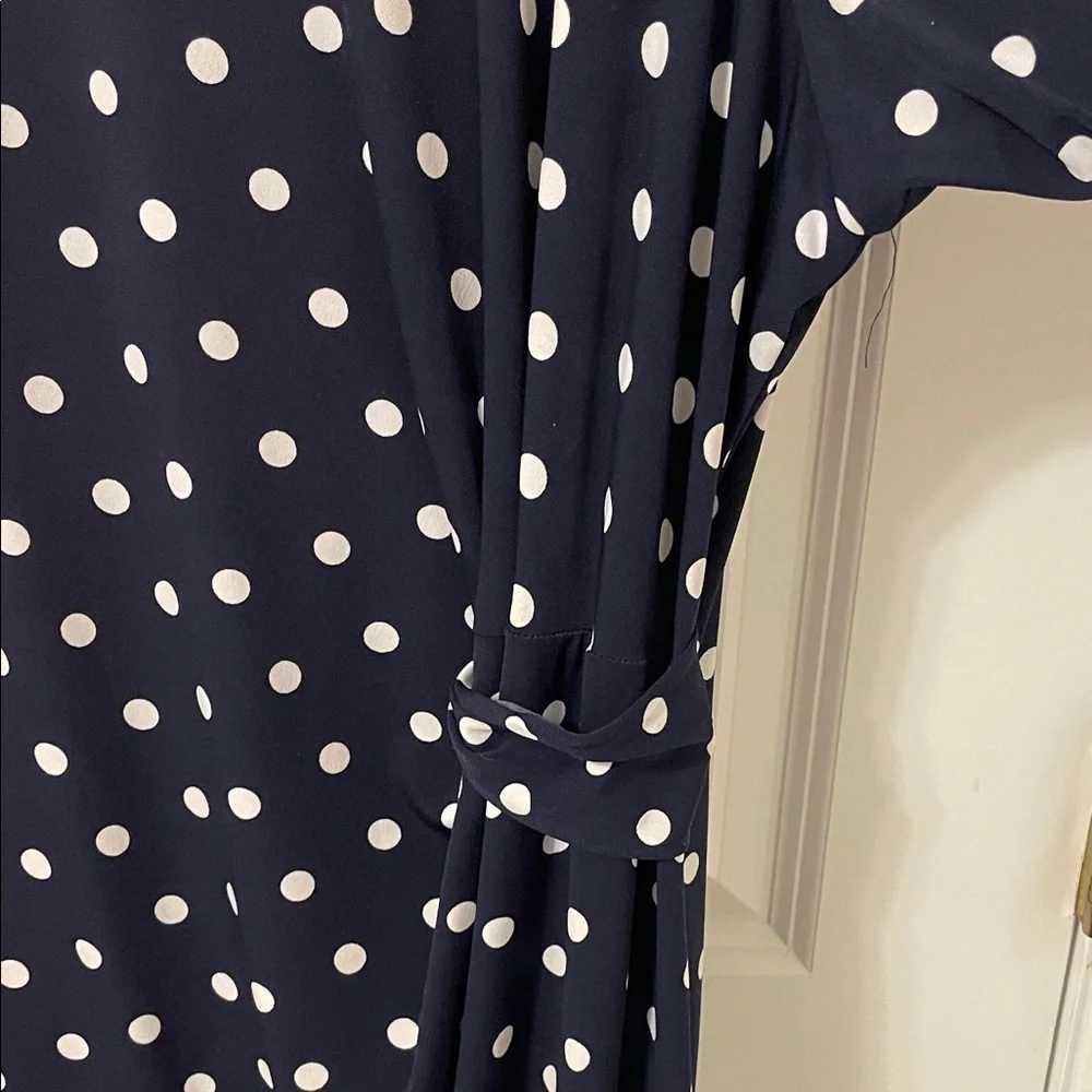Jessica Howard Navy and White Polka Dot 3/4 Sleeve Dress 20W - Picture 3 of 5